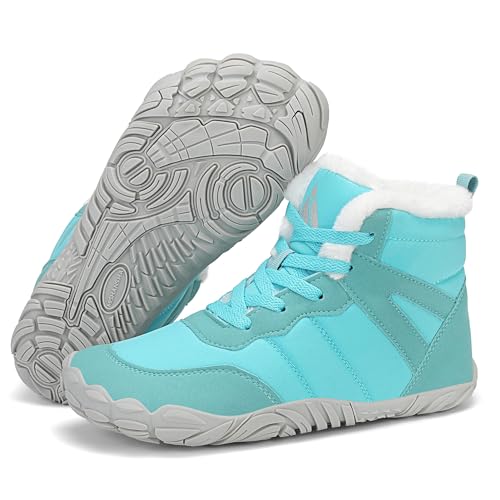 Mishansha Barfußschuhe Herren Winterschuhe Damen Warm Gefüttert Winterstiefel für Rutschfeste Fitnessschuhe Winter Outdoor Unisex Türkis 37 EU von Mishansha