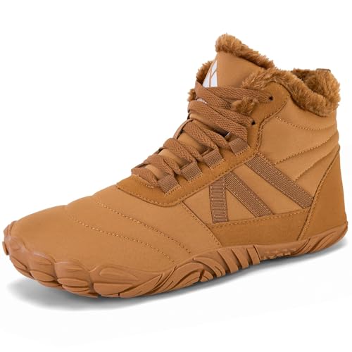 Mishansha Barfußschuhe Winter Herren Winterschuhe Damen Winterstiefel Gefüttert Warm Barfusschuhe Winter Outdoor Schneestiefel Winterboots Braun EU Gr.37 von Mishansha