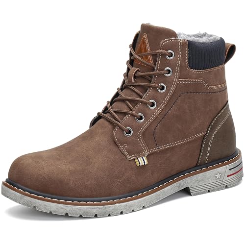 Mishansha Winterschuhe Herren Schneestiefel Warm Gefüttert Boots Braun Gr.39 von Mishansha