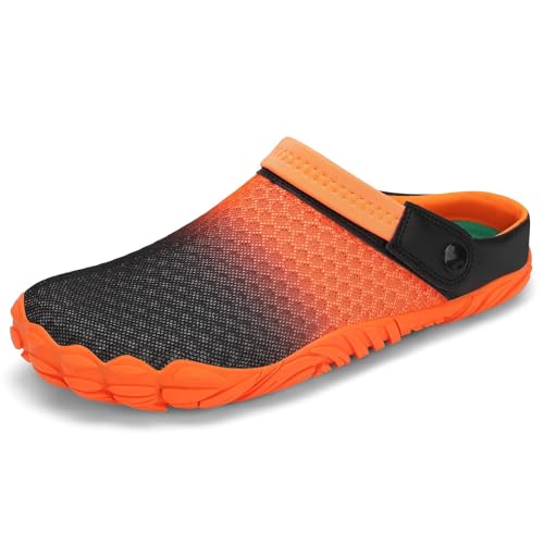Mishansha Clogs Pantoletten Herren Sommer Gartenschuhe Damen Atmungsaktiv Barfuß Hausschuhe Orange 45 von Mishansha