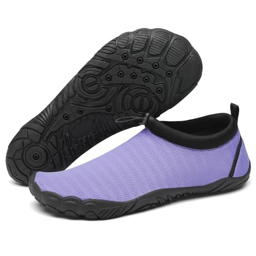 Mishansha Herren Damen Badeschuhe Atmungsaktiv Schnell Trocknend Aquaschuhe Unisex Sommer Wasserschuhe für Outdoor Sports, Violett 42 EU von Mishansha