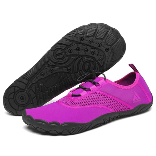 Mishansha Damen Badeschuhe Frauen Sommer Schwimmschuhe Schnell Trocknend Atmungsaktiv Aquaschuhe Unisex rutschfest Outdoor Strandschuhe für Wassersport, Lila 36 EU von Mishansha