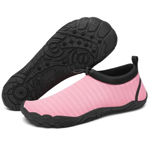 Mishansha Herren Damen Badeschuhe Atmungsaktiv Schnell Trocknend Aquaschuhe Unisex Sommer Wasserschuhe für Outdoor Sports, Rosa 39 EU von Mishansha