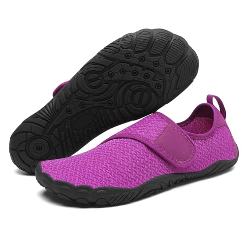 Mishansha Damen Badeschuhe Frauen Sommer Schwimmschuhe Schnell Trocknend Atmungsaktiv Aquaschuhe Unisex rutschfest Outdoor Strandschuhe für Wassersport, Fuchsie 42 EU von Mishansha
