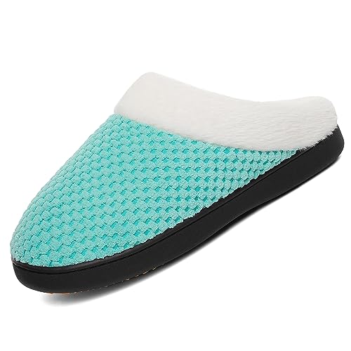 Mishansha Damen Bequeme Warme Slippers Herren Memory Foam Plüsch Pantoffeln Weich Leicht Home Hausschuhe Anti-Skid Rubber Sole, Grün 36 von Mishansha