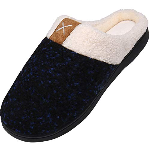 Mishansha Damen Hausschuhe Warme Wollähnliche Plüsch Fleece Gefüttert Pantoffeln Herren Leicht Komfort Weiche Pantoffeln Frühling Herbst Winter Slippers Zweifarbige, Blau 36/37 EU von Mishansha