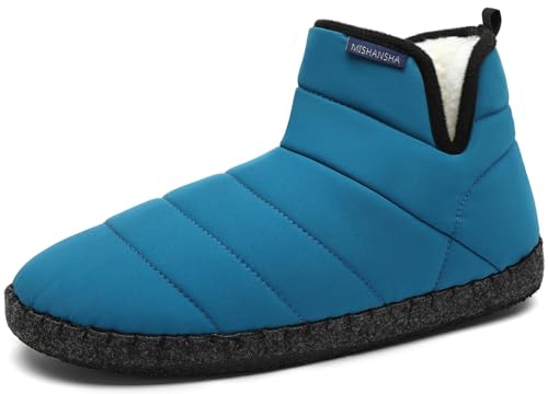 Mishansha Damen Herren Hausschuhe Winter Warme Hüttenschuhe Leicht rutschfest Hausstiefel für Frauen Männer, Blue, 36EU von Mishansha