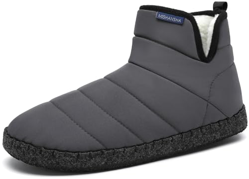 Mishansha Damen Herren Hausschuhe Winter Warme Hüttenschuhe Leicht rutschfest Hausstiefel für Frauen Männer, Grey, 37EU von Mishansha