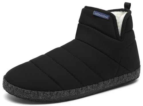 Mishansha Damen Herren Hausschuhe Winter Warme Hüttenschuhe Leicht rutschfest Hausstiefel für Frauen Männer, Ink Black, 38EU von Mishansha