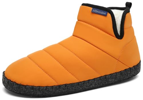 Mishansha Damen Herren Hausschuhe Winter Warme Hüttenschuhe Leicht rutschfest Hausstiefel für Frauen Männer, Orange, 37EU von Mishansha