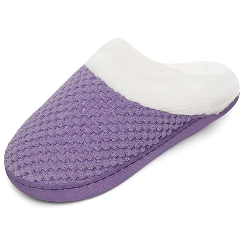 Mishansha Winter Hausschuhe Herren Gefüttert Pantoffeln Damen Warm Slippers Memory Foam Plüsch Dunkelviolett 36/37 von Mishansha