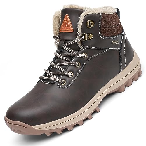 Mishansha Winterstiefel Herren Damen Gefüttert Winterschuhe Wasserdicht Warme Wanderschuhe Winter Trekkingschuhe rutschfest Outdoor Winter Boots Schneestiefel Braun 43 EU von Mishansha