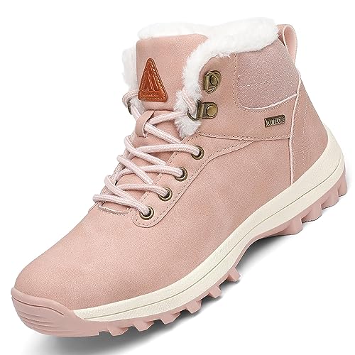 Mishansha Winterstiefel Damen Warm Gefütterte Winterschuhe Wasserdicht Schneeboots rutschfest Wanderschuhe Winter Outdoor Stiefel Rosa 36 EU von Mishansha