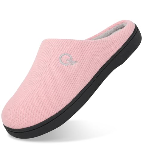 Mishansha Damen Memory Foam Hausschuhe Atmungsaktiv Rutschfester Gummisohle Winter Slipper Warm Gefütterte Frauen Pantoffeln für Indoor & Outdoor Pink 36/37 von Mishansha