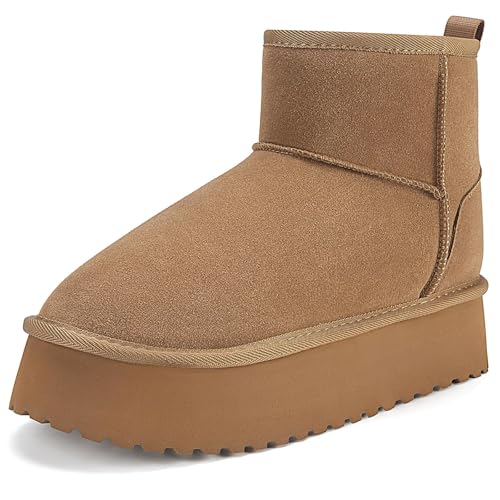 Mishansha Winterschuhe Damen Gefüttert Warme Winterstiefel Rutschfest Schneestiefel Damen Winter, Khaki 40 EU von Mishansha