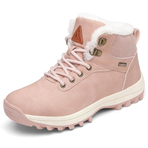 Mishansha Winterschuhe Damen Warm Gefüttert Winterstiefel Wasserdicht Winter Schneestiefel Outdoor Boots Rutschfest Wanderschuhe Pink 40 EU von Mishansha