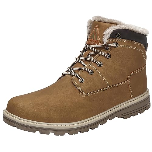 Mishansha Damen Winterschuhe Leder Kurzschaft Stiefel Winter Frauen Trekking Wanderschuhe Rutschfes Wasserdicht Boots Gelb Gr.40 EU von Mishansha