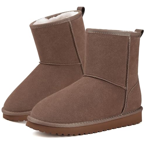 Mishansha Damen Winterschuhe Warm Gefüttert Winterstiefel Braun Gr.42 von Mishansha