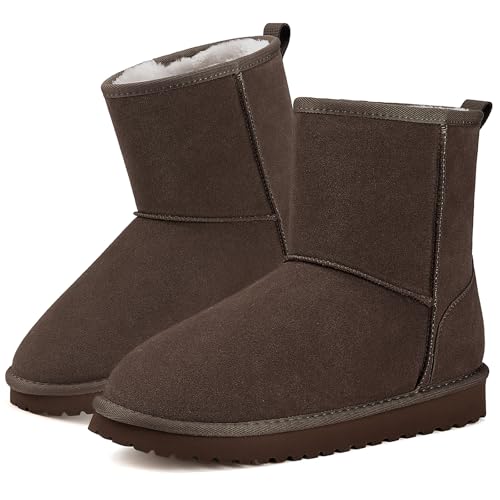 Mishansha Damen Winterschuhe Warm Gefüttert Winterstiefel Dunkelbraun Gr.39 von Mishansha