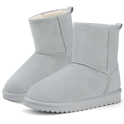 Mishansha Damen Winterschuhe Warm Gefüttert Winterstiefel Grau Gr.40 von Mishansha