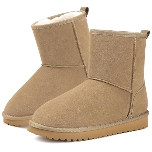 Mishansha Damen Winterschuhe Warm Gefüttert Winterstiefel Hellbraun Gr.42 von Mishansha