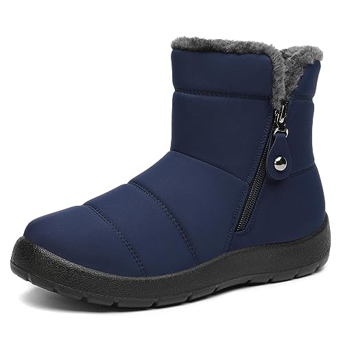 Mishansha Damen Winterschuhe Warm Gefüttert Winterstiefel Leicht Rutschfest Kurzschaft Stiefel Frauen Outdoor Snowboots, Blau, 39EU von Mishansha