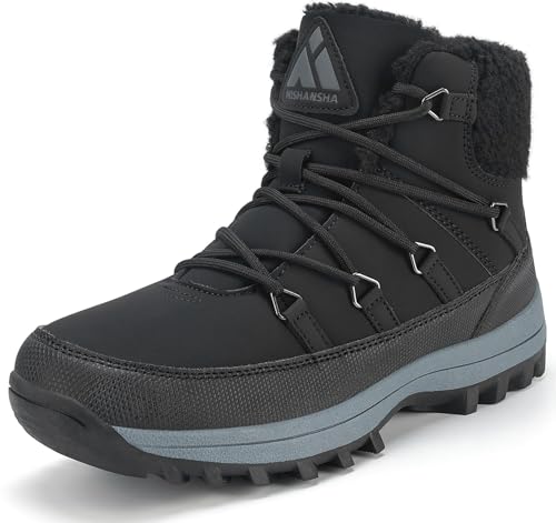 Mishansha Damen Winterschuhe Warm Gefüttert Winterstiefel rutschfest Outdoor Schneestiefel, Schwarz 40 von Mishansha
