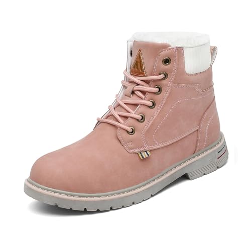 Mishansha Damen Winterschuhe Wasserdicht Winterstiefel Gefüttert Schneestiefel Bequem Kurzschaft Stiefel Pink Gr.37 von Mishansha