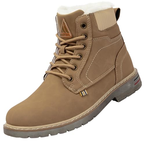 Mishansha Damen Winterstiefel Warme Gefütterte Kurzschaft Winterschuhe Männer Freizeit Bequeme Winter Schuhe Trekkingschuhe, Khaki 39 EU von Mishansha