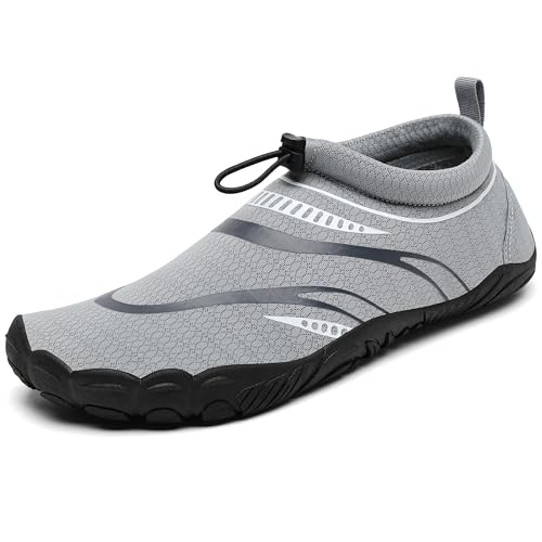 Mishansha Erwachsene Wasserschuhe Leichte Atmungsaktive Männer Damen Strandschuhe Sommer Schnell Trocknend Aquaschuhe Bequeme Wassersport Schuhe, Aschgrau 39 von Mishansha