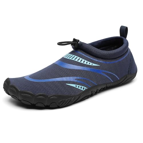 Mishansha Erwachsene Wasserschuhe Leichte Atmungsaktive Männer Damen Strandschuhe Sommer Schnell Trocknend Aquaschuhe Bequeme Wassersport Schuhe, Dunkelblau 44 von Mishansha