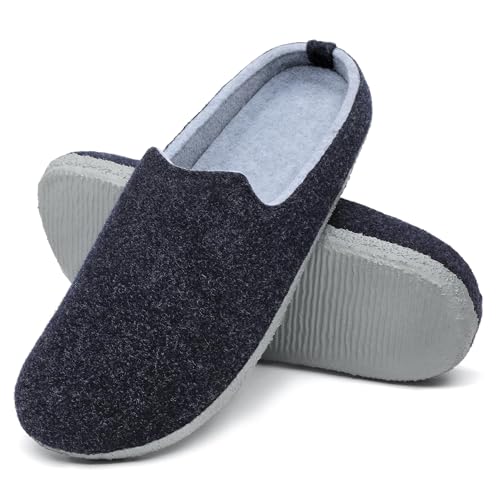 Mishansha Hausschuhe Damen Filzhausschuhe Herren Filz Pantoffeln für Drinnen Rutschfeste Herbst Hüttenschuhe Slipper Blau,Gr.37 von Mishansha