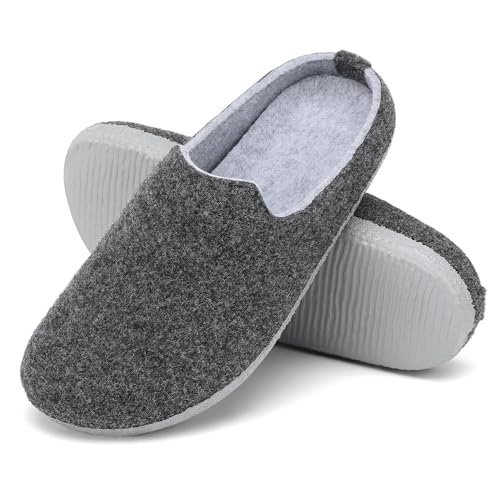 Mishansha Hausschuhe Damen Filzhausschuhe Herren Filz Pantoffeln für Drinnen Rutschfeste Herbst Hüttenschuhe Slipper Schwarz,Gr.37 von Mishansha