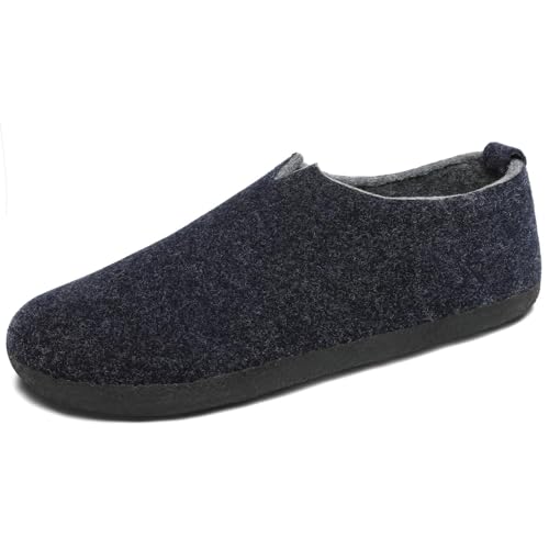 Mishansha Hausschuhe Damen Herren Hüttenschuhe Filzpantoffeln Filz Hausschuhe Slipper Indoor Leicht Bequem Warme für Winter Herbst Frühling Dunkel Blau,Gr.36 von Mishansha