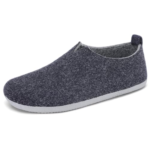 Mishansha Hausschuhe Damen Herren Hüttenschuhe Filzpantoffeln Filz Hausschuhe Slipper Indoor Leicht Bequem Warme für Winter Herbst Frühling Dunkel Blau,Gr.42 von Mishansha