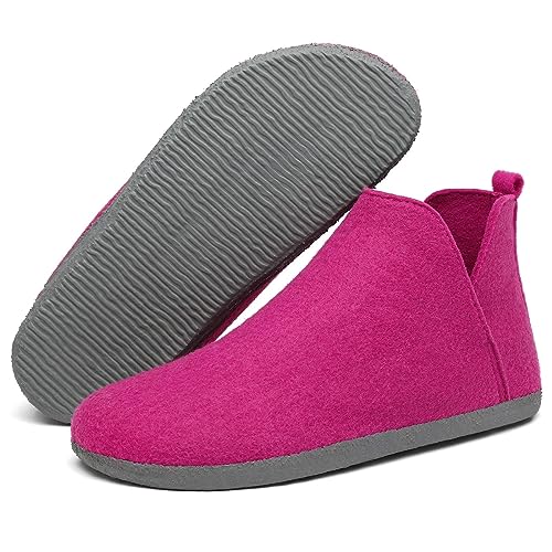 Mishansha Hausschuhe Damen Warme Pantoffeln Frauen Winter Filzpantoffeln Bequem Hüttenschuhe Drinnen Slipper Rutschfeste Hohe Filzschuhe Rosa, Gr.42 EU von Mishansha