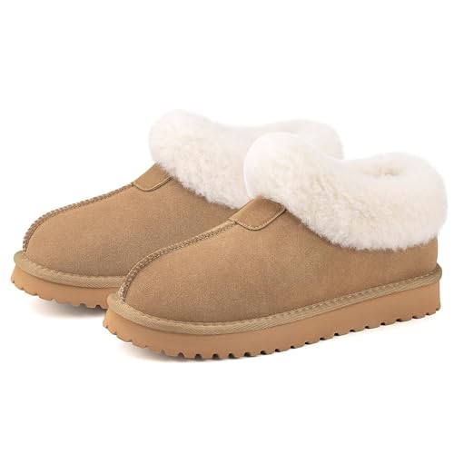 Mishansha Hausschuhe Damen Warme Geschlossen Pantoffeln Winter rutschfest Slipper Khaki Gr.37 von Mishansha
