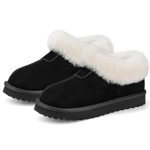 Mishansha Hausschuhe Damen Warme Winterschuhe Home Winter Pantoffeln Schwarz Gr.41 von Mishansha