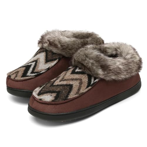 Mishansha Hausschuhe Damen Winter Plüsch Geschlossen Warme Pantoffeln Slippers Rutschfest Frauen Hausschlappen Kuschel Kaffeefarbe 38 EU von Mishansha
