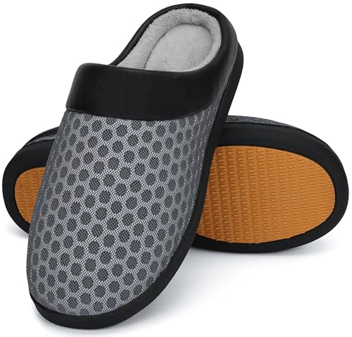 Mishansha Hausschuhe Damen Winter Plüsch Pantoffeln Herren Hüttenschuhe Warme Gefütterte Pantoletten Dunkelgrau, Gr.37 EU von Mishansha