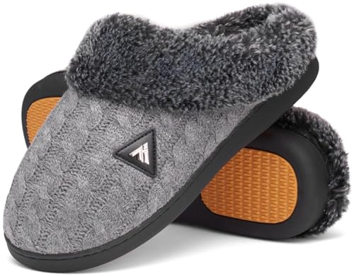 Mishansha Hausschuhe Damen Winter Plüsch Pantoffeln Herren Hüttenschuhe Warme Gefütterte Pantoletten Schlachtschiff Grau, Gr.36 EU von Mishansha