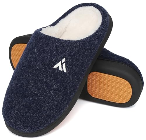 Mishansha Hausschuhe Herren Damen Winter Pantoffeln Hüttenschuhe Gefütterte Warme Hausschuhe für Männer Frauen Oxford Blau, Gr.40 EU von Mishansha