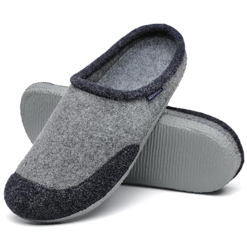 Mishansha Hausschuhe Herren Filzpantoffeln Damen Filz Hausschuhe Winter Warme Filzlaufsohle Indoor Hüttenschuhe Slipper Ägyptisch Blau,Gr.41 von Mishansha