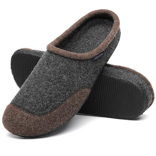 Mishansha Hausschuhe Herren Filzpantoffeln Damen Filz Hausschuhe Winter Warme Filzlaufsohle Indoor Hüttenschuhe Slipper Dunkel Braun,Gr.41 von Mishansha