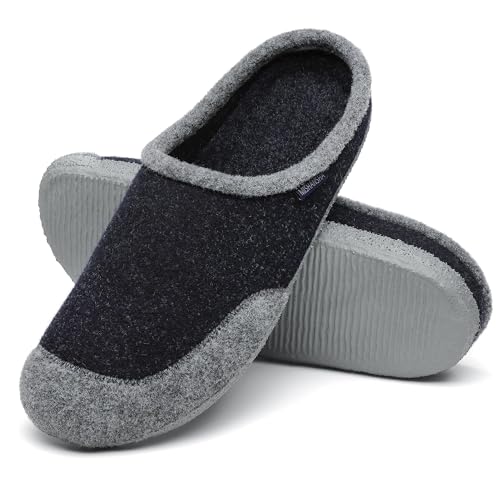 Mishansha Hausschuhe Herren Filzpantoffeln Damen Filz Hausschuhe Winter Warme Filzlaufsohle Indoor Hüttenschuhe Slipper Grau Blau,Gr.41 von Mishansha
