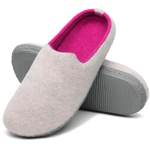 Mishansha Hausschuhe Herren Filzpantoffeln Damen Filz Hausschuhe Winter Warme Filzlaufsohle Indoor Hüttenschuhe Slipper Off Weiß,Gr.42 von Mishansha