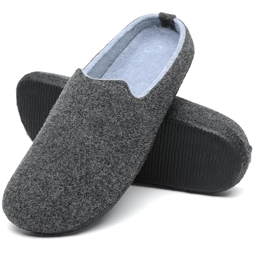 Mishansha Hausschuhe Herren Filzpantoffeln Damen Filz Hausschuhe Winter Warme Filzlaufsohle Indoor Hüttenschuhe Slipper Schwarz,Gr.39 von Mishansha