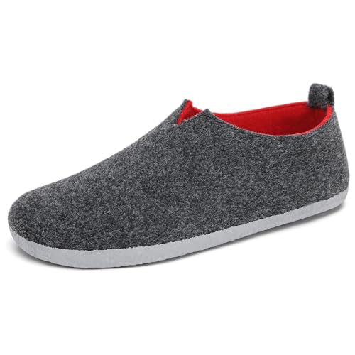Mishansha Hausschuhe Herren Pantoffeln Damen Winter Filzhausschuhe Warme Indoor Hüttenschuhe Leicht Filzpantoffeln Drinnen Filz Slipper Waschbar Schwarz,Gr.47 von Mishansha