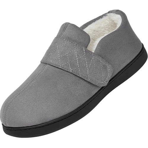 Mishansha Hausschuhe Männer Plüsch Pantoffeln Winter Wärme Memory Schaum Slippers Non-Slip Gummisohle im Innen- und AuÃŸenbereich, Plüsch Grau 48 von Mishansha