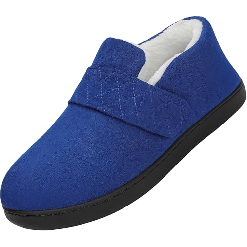Mishansha Hausschuhe Männer Plüsch Pantoffeln Winter Wärme Memory Schaum Slippers Non-Slip Gummisohle im Innen- und AuÃŸenbereich, Plüsch Tiefes Blau 43 von Mishansha